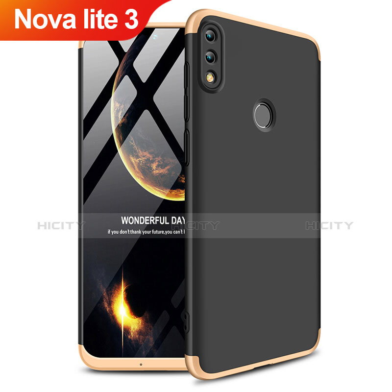 Handyhülle Hülle Kunststoff Schutzhülle Matt Vorder und Rückseite 360 Grad Q01 für Huawei Nova Lite 3 Gold und Schwarz Plus