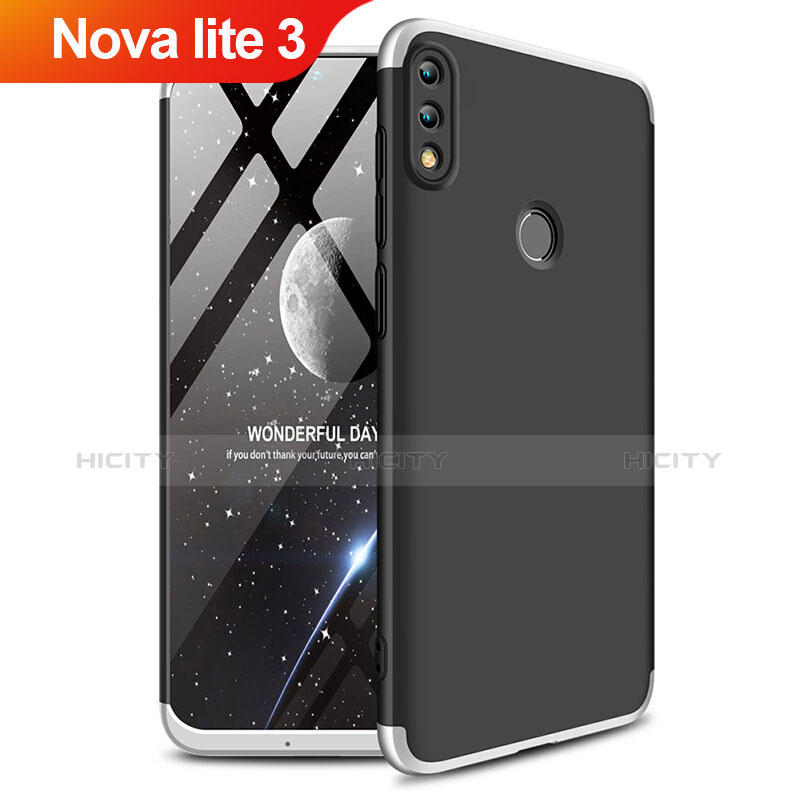 Handyhülle Hülle Kunststoff Schutzhülle Matt Vorder und Rückseite 360 Grad Q01 für Huawei Nova Lite 3 Silber Plus