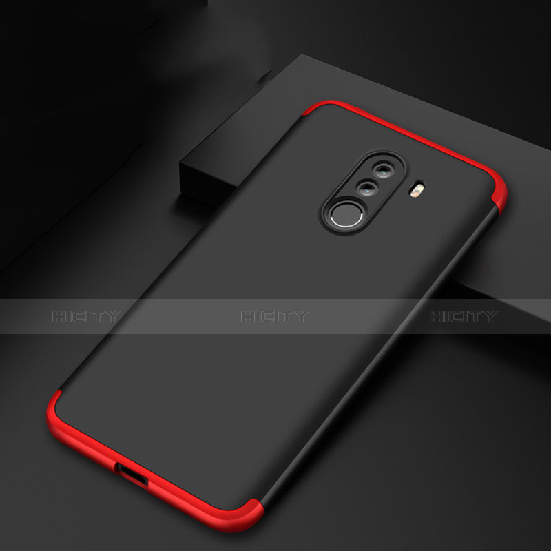 Handyhülle Hülle Kunststoff Schutzhülle Matt Vorder und Rückseite 360 Grad Q03 für Xiaomi Pocophone F1 Rot und Schwarz groß