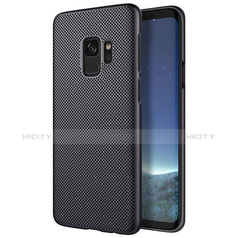 Handyhülle Hülle Kunststoff Schutzhülle Punkte Loch M01 für Samsung Galaxy S9 Schwarz Plus