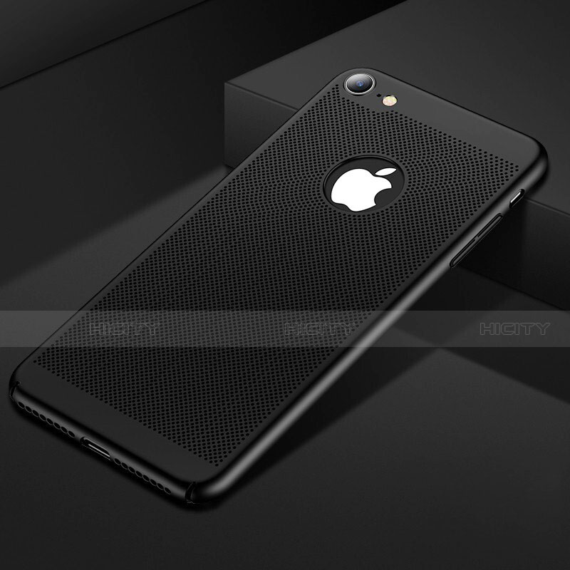 Handyhülle Hülle Kunststoff Schutzhülle Punkte Loch Tasche für Apple iPhone 8 Schwarz