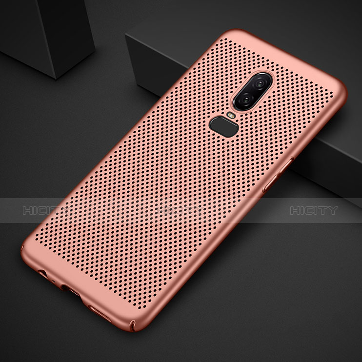 Handyhülle Hülle Kunststoff Schutzhülle Punkte Loch Tasche für OnePlus 6T Rosegold