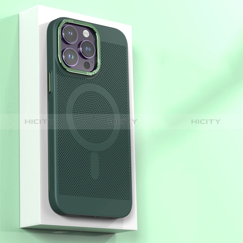 Handyhülle Hülle Kunststoff Schutzhülle Punkte Loch Tasche mit Mag-Safe Magnetic Magnetisch für Apple iPhone 15 Pro Grün