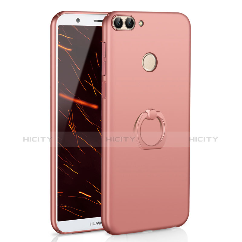 Handyhülle Hülle Kunststoff Schutzhülle Tasche Matt mit Fingerring Ständer A01 für Huawei Enjoy 7S Rosegold