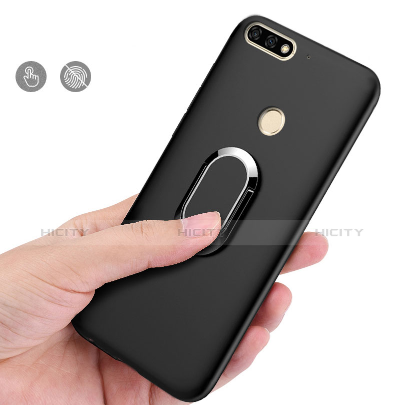 Handyhülle Hülle Kunststoff Schutzhülle Tasche Matt mit Fingerring Ständer A01 für Huawei Enjoy 8