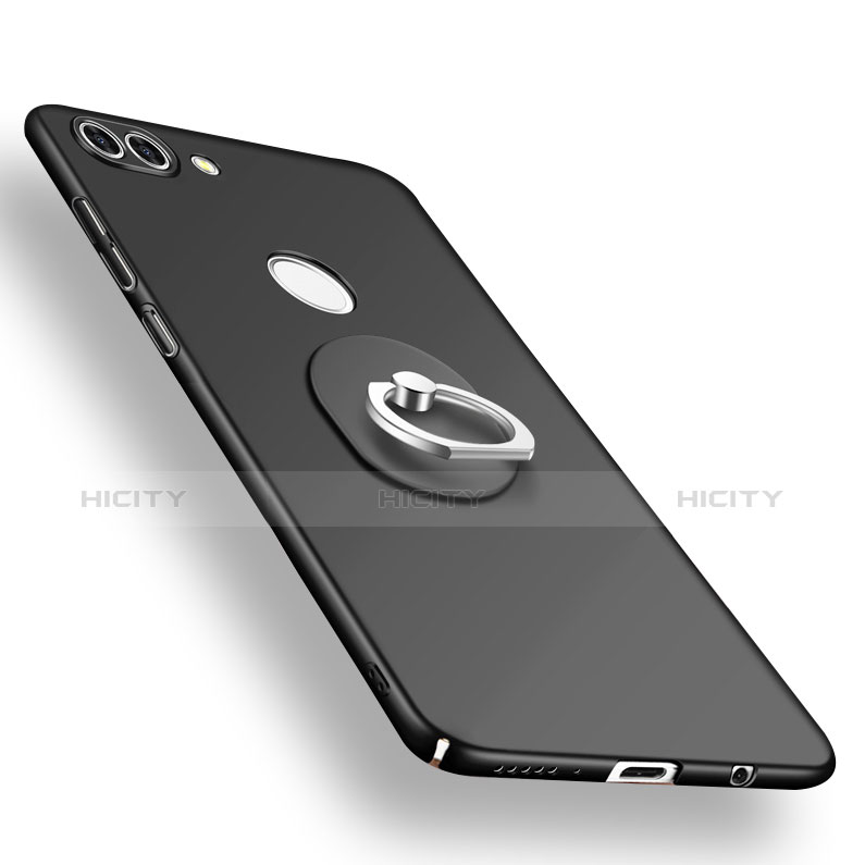 Handyhülle Hülle Kunststoff Schutzhülle Tasche Matt mit Fingerring Ständer A01 für Huawei Enjoy 8 Plus Schwarz Plus