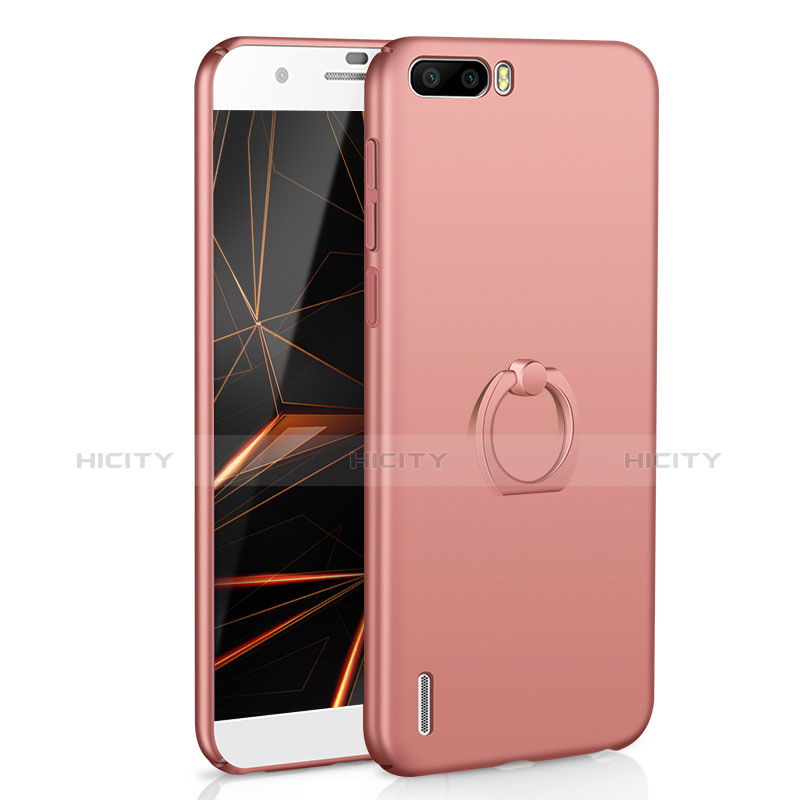 Handyhülle Hülle Kunststoff Schutzhülle Tasche Matt mit Fingerring Ständer A01 für Huawei Honor 6 Plus Rosegold