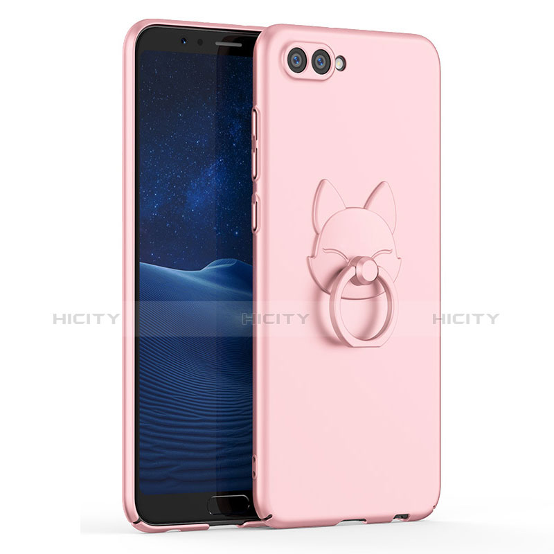 Handyhülle Hülle Kunststoff Schutzhülle Tasche Matt mit Fingerring Ständer A01 für Huawei Honor V10 Rosegold