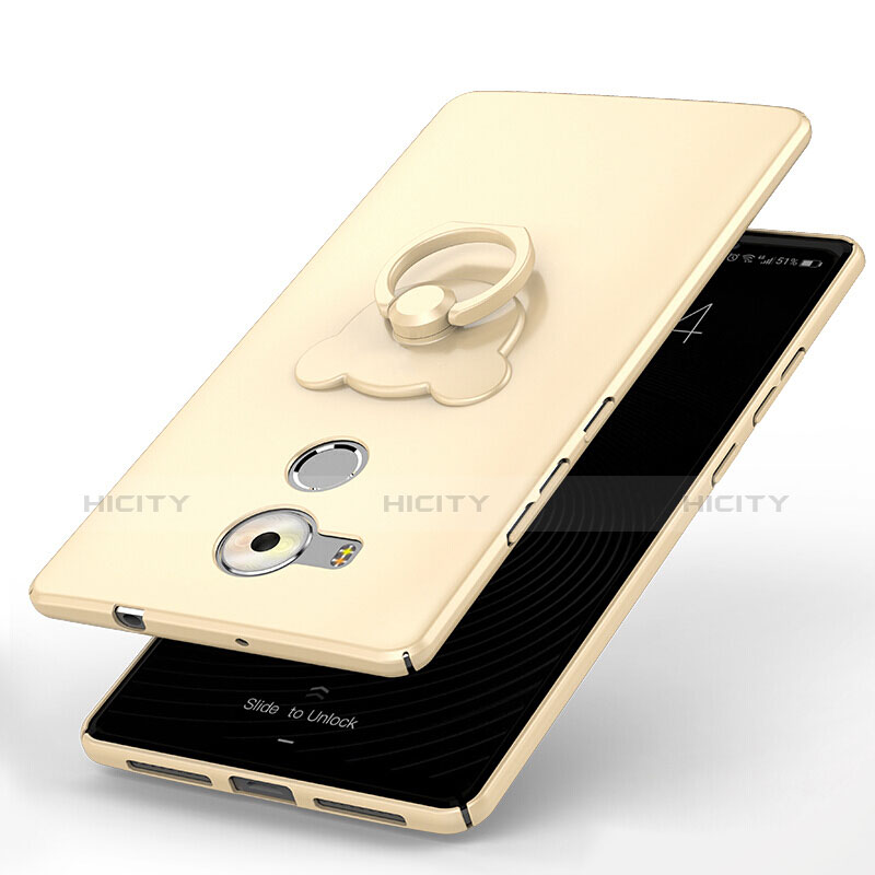 Handyhülle Hülle Kunststoff Schutzhülle Tasche Matt mit Fingerring Ständer A01 für Huawei Mate 8 Gold