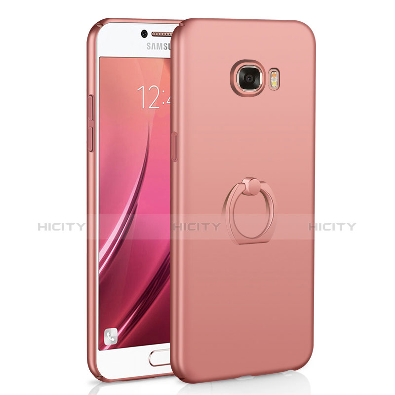 Handyhülle Hülle Kunststoff Schutzhülle Tasche Matt mit Fingerring Ständer A01 für Samsung Galaxy C5 SM-C5000 Rosegold