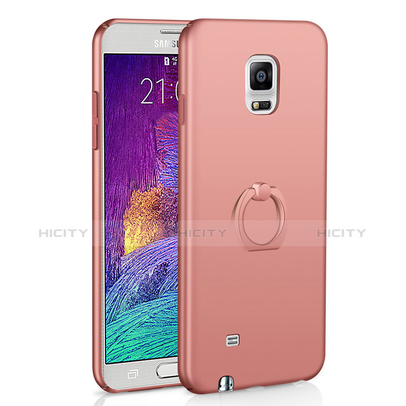 Handyhülle Hülle Kunststoff Schutzhülle Tasche Matt mit Fingerring Ständer A01 für Samsung Galaxy Note 4 Duos N9100 Dual SIM Rosegold