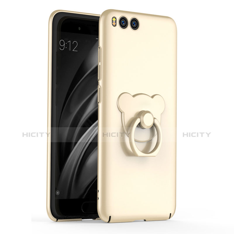 Handyhülle Hülle Kunststoff Schutzhülle Tasche Matt mit Fingerring Ständer A01 für Xiaomi Mi 6 Gold