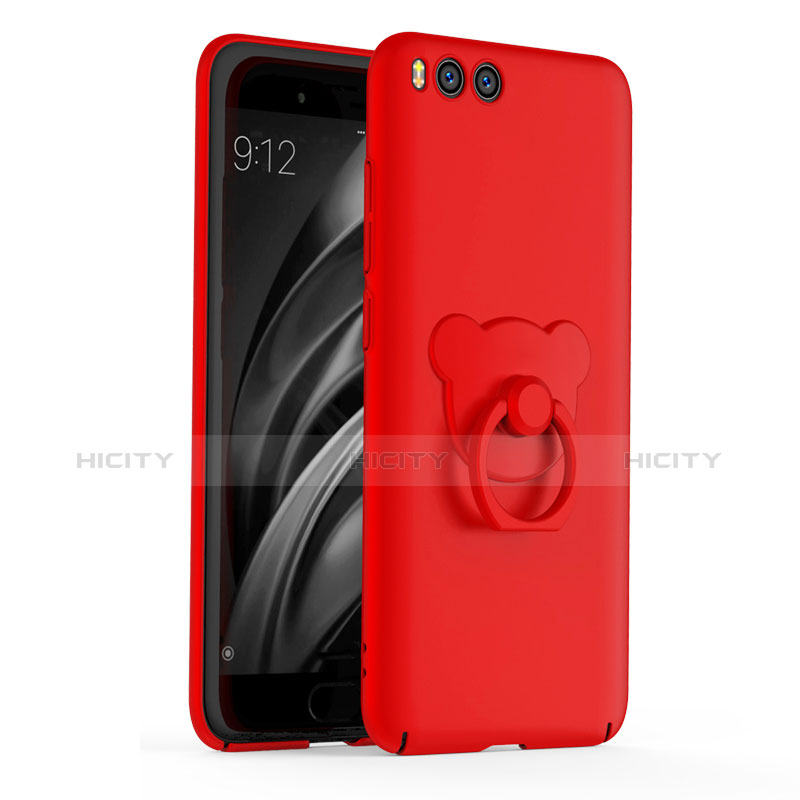 Handyhülle Hülle Kunststoff Schutzhülle Tasche Matt mit Fingerring Ständer A01 für Xiaomi Mi 6 Rot