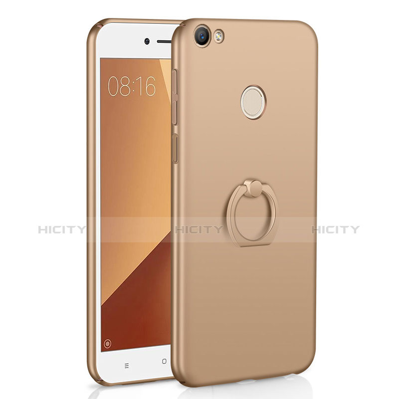 Handyhülle Hülle Kunststoff Schutzhülle Tasche Matt mit Fingerring Ständer A01 für Xiaomi Redmi Note 5A High Edition Gold