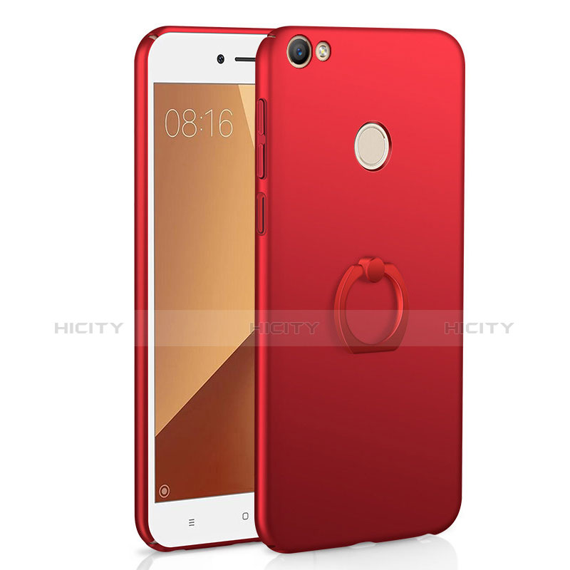 Handyhülle Hülle Kunststoff Schutzhülle Tasche Matt mit Fingerring Ständer A01 für Xiaomi Redmi Note 5A High Edition Rot