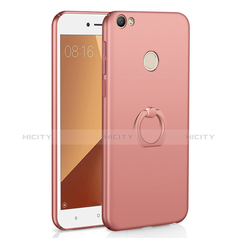 Handyhülle Hülle Kunststoff Schutzhülle Tasche Matt mit Fingerring Ständer A01 für Xiaomi Redmi Note 5A Prime Rosegold