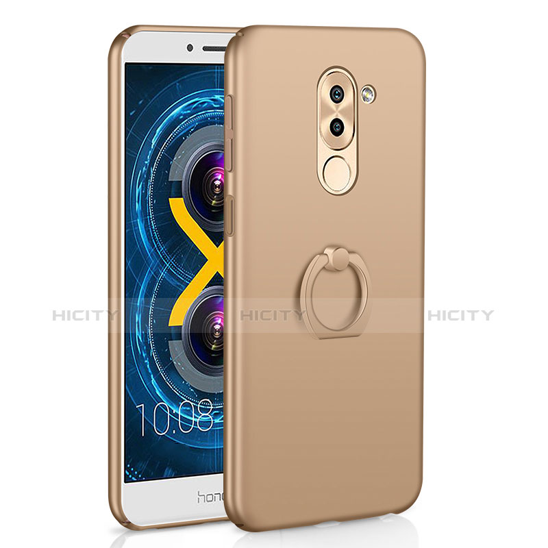 Handyhülle Hülle Kunststoff Schutzhülle Tasche Matt mit Fingerring Ständer A02 für Huawei Honor 6X Gold