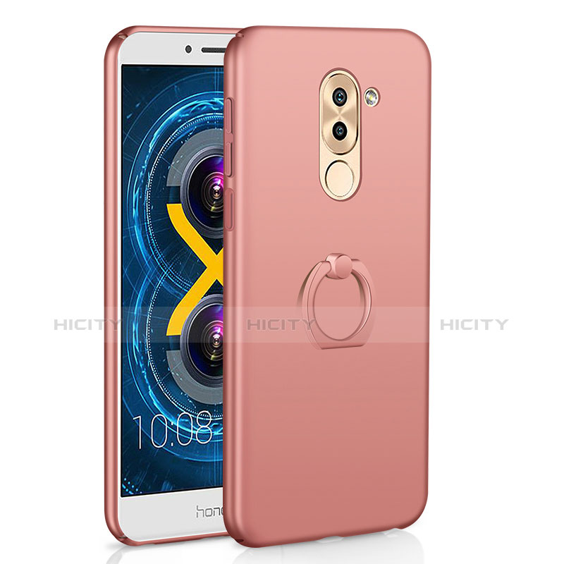 Handyhülle Hülle Kunststoff Schutzhülle Tasche Matt mit Fingerring Ständer A02 für Huawei Honor 6X Rosegold