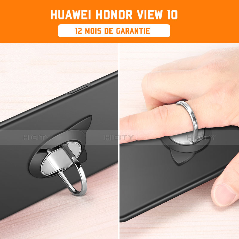 Handyhülle Hülle Kunststoff Schutzhülle Tasche Matt mit Fingerring Ständer A02 für Huawei Honor V10 groß