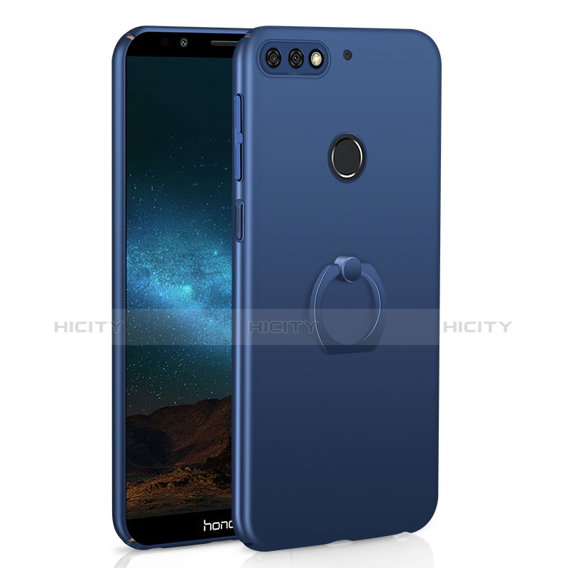 Handyhülle Hülle Kunststoff Schutzhülle Tasche Matt mit Fingerring Ständer A03 für Huawei Enjoy 8 Blau