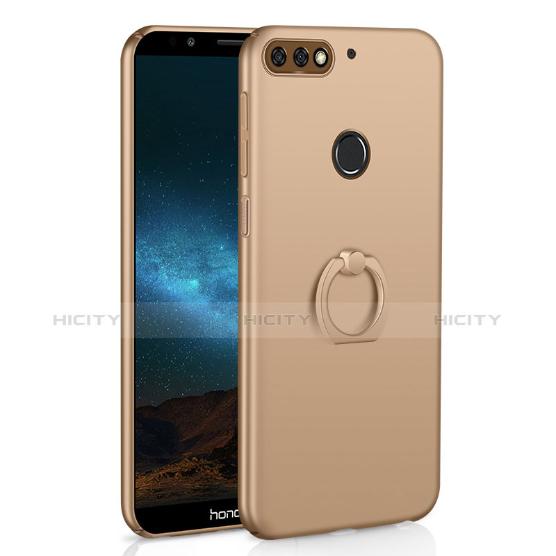 Handyhülle Hülle Kunststoff Schutzhülle Tasche Matt mit Fingerring Ständer A03 für Huawei Honor 7C Gold