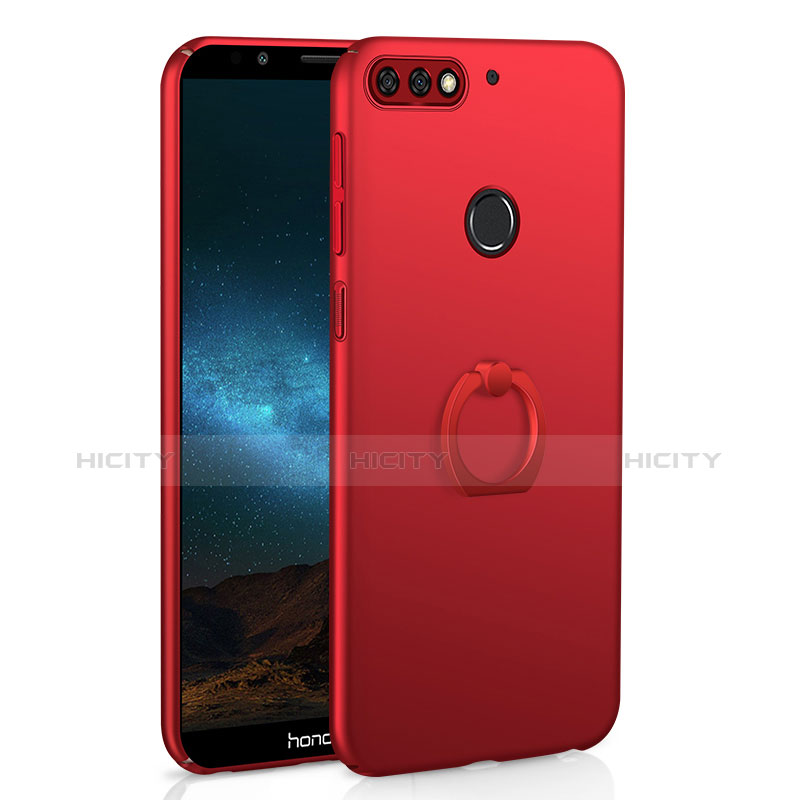 Handyhülle Hülle Kunststoff Schutzhülle Tasche Matt mit Fingerring Ständer A03 für Huawei Honor 7C Rot