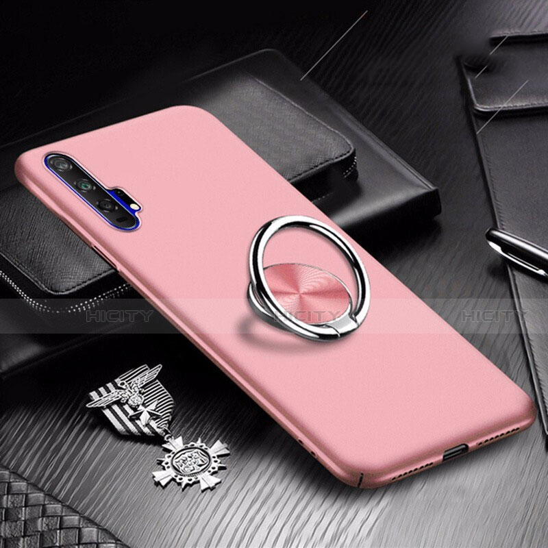 Handyhülle Hülle Kunststoff Schutzhülle Tasche Matt mit Magnetisch Fingerring Ständer A01 für Huawei Honor 20 Pro Rosegold