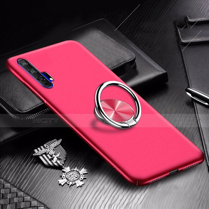 Handyhülle Hülle Kunststoff Schutzhülle Tasche Matt mit Magnetisch Fingerring Ständer A01 für Huawei Honor 20 Pro Rot