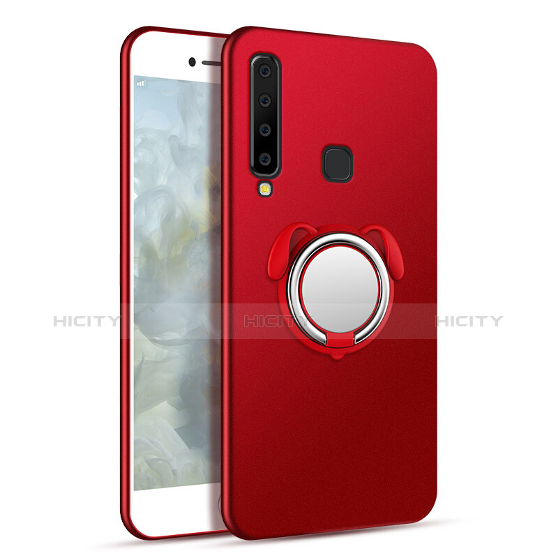 Handyhülle Hülle Kunststoff Schutzhülle Tasche Matt mit Magnetisch Fingerring Ständer A01 für Samsung Galaxy A9s Rot