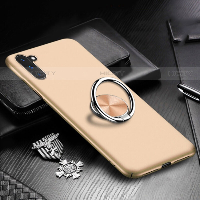 Handyhülle Hülle Kunststoff Schutzhülle Tasche Matt mit Magnetisch Fingerring Ständer A01 für Samsung Galaxy Note 10 Gold