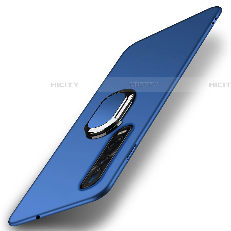 Handyhülle Hülle Kunststoff Schutzhülle Tasche Matt mit Magnetisch Fingerring Ständer A02 für Oppo Find X2 Pro Blau