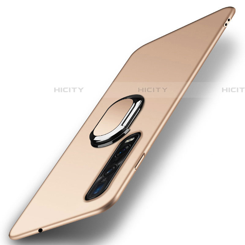 Handyhülle Hülle Kunststoff Schutzhülle Tasche Matt mit Magnetisch Fingerring Ständer A02 für Oppo Find X2 Pro Gold Plus