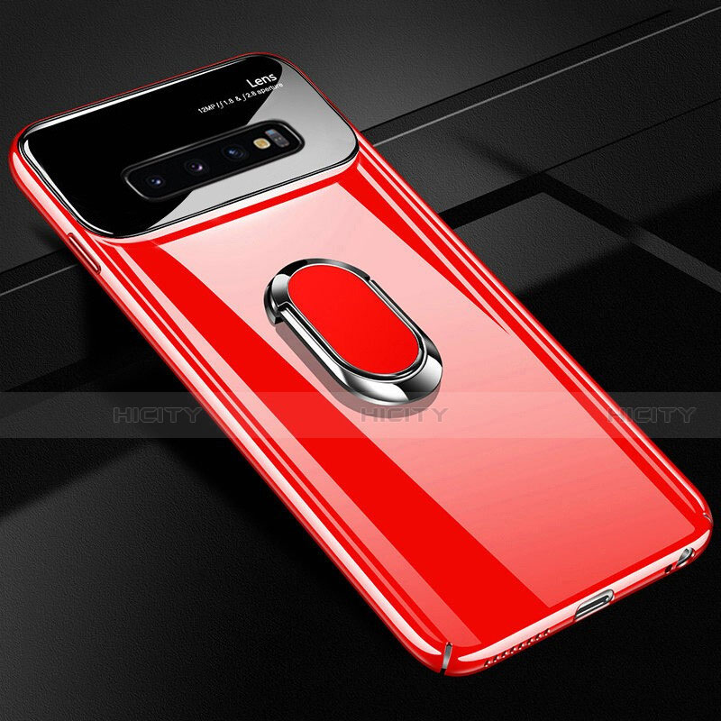 Handyhülle Hülle Kunststoff Schutzhülle Tasche Matt mit Magnetisch Fingerring Ständer A02 für Samsung Galaxy S10 5G Rot Plus