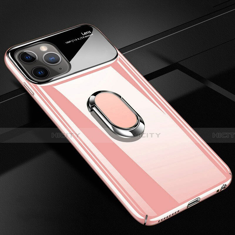 Handyhülle Hülle Kunststoff Schutzhülle Tasche Matt mit Magnetisch Fingerring Ständer P01 für Apple iPhone 11 Pro Rosegold Plus