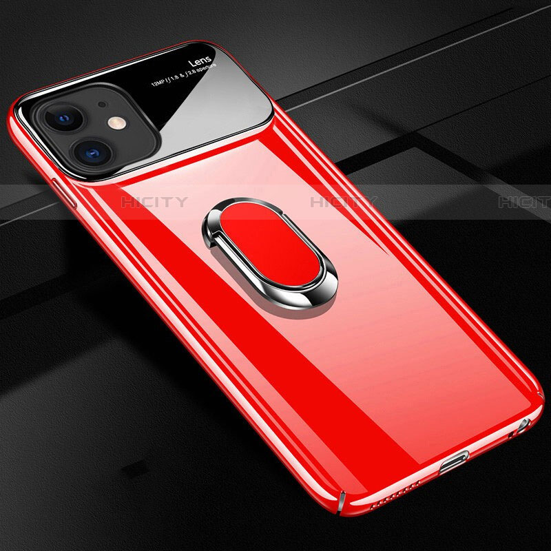 Handyhülle Hülle Kunststoff Schutzhülle Tasche Matt mit Magnetisch Fingerring Ständer P02 für Apple iPhone 11 Rot Plus