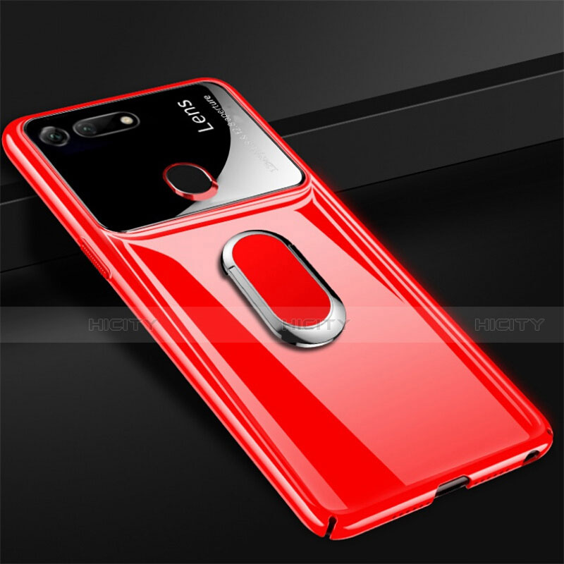 Handyhülle Hülle Kunststoff Schutzhülle Tasche Matt mit Magnetisch Fingerring Ständer P02 für Huawei Honor V20 Rot