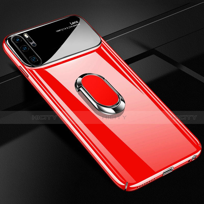 Handyhülle Hülle Kunststoff Schutzhülle Tasche Matt mit Magnetisch Fingerring Ständer P02 für Huawei P30 Pro New Edition Rot