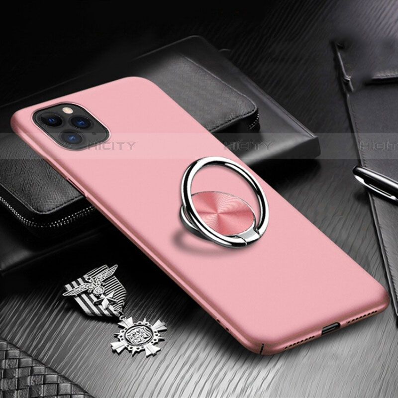 Handyhülle Hülle Kunststoff Schutzhülle Tasche Matt mit Magnetisch Fingerring Ständer P03 für Apple iPhone 11 Pro Max Rosegold