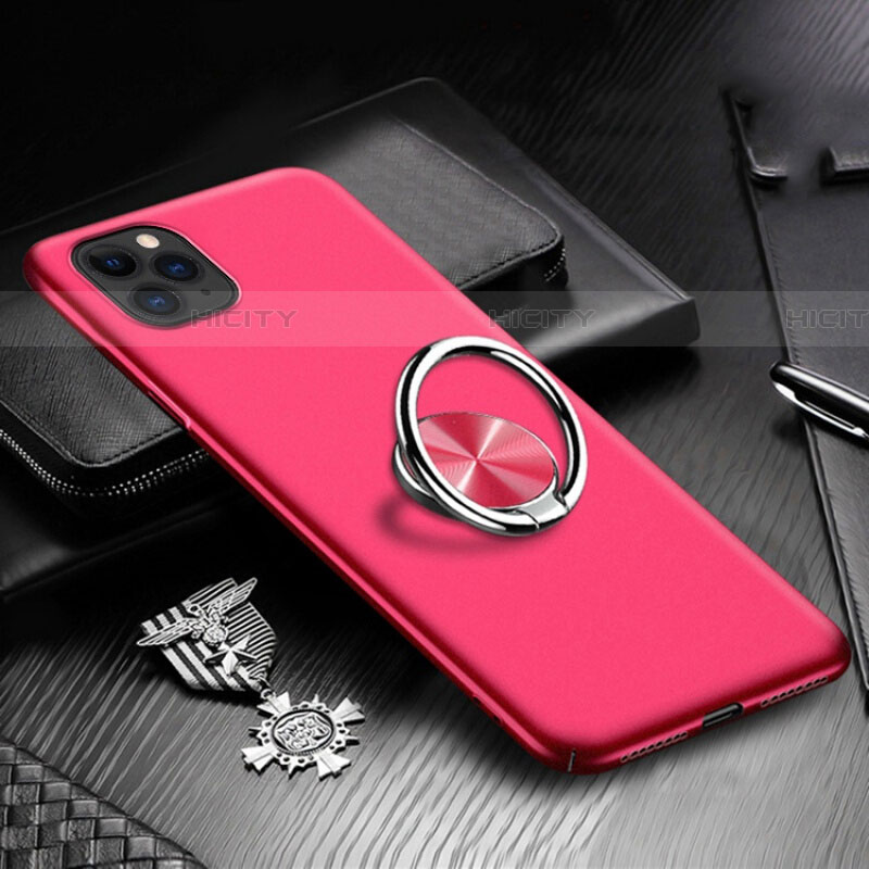 Handyhülle Hülle Kunststoff Schutzhülle Tasche Matt mit Magnetisch Fingerring Ständer P03 für Apple iPhone 11 Pro Max Rot Plus