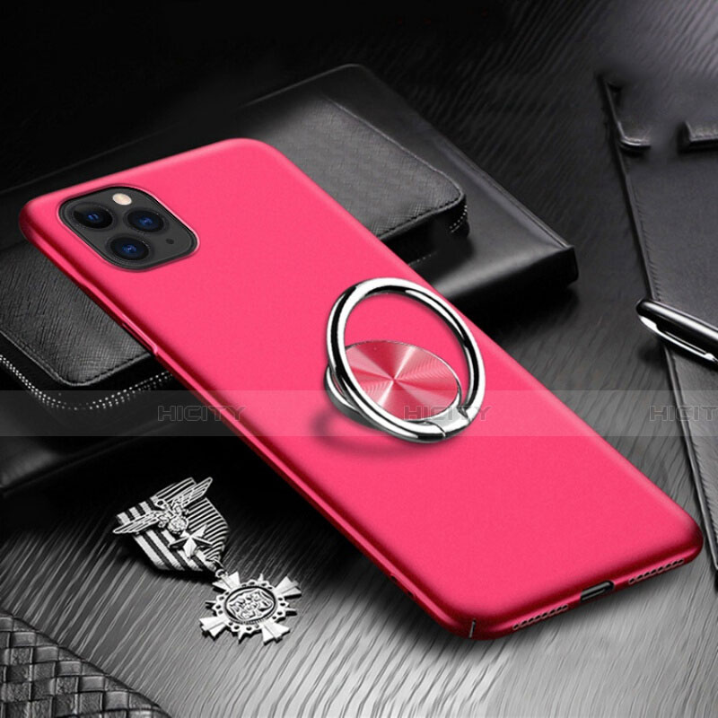 Handyhülle Hülle Kunststoff Schutzhülle Tasche Matt mit Magnetisch Fingerring Ständer P03 für Apple iPhone 11 Pro Rot Plus