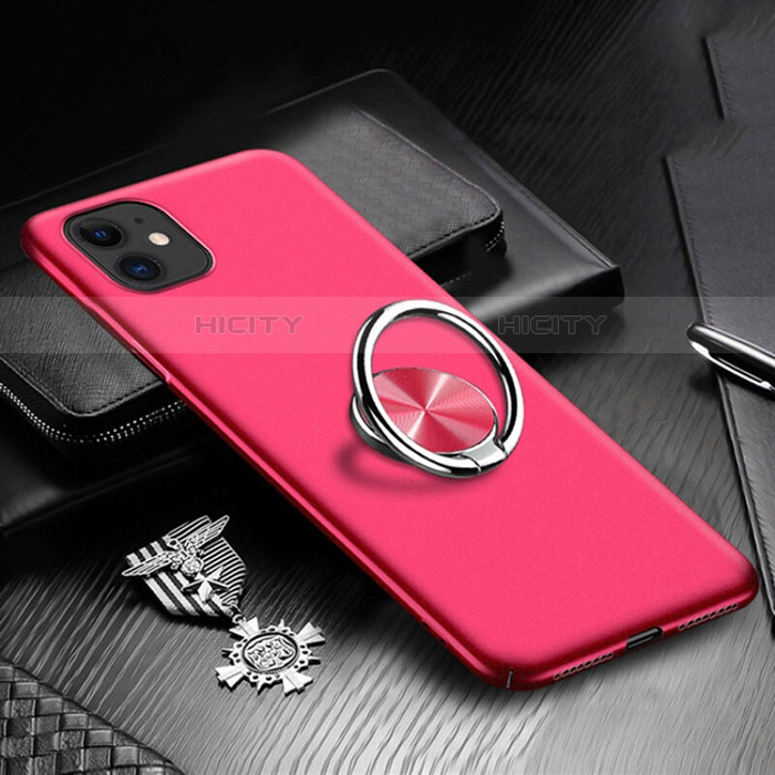 Handyhülle Hülle Kunststoff Schutzhülle Tasche Matt mit Magnetisch Fingerring Ständer P03 für Apple iPhone 11 Rot Plus