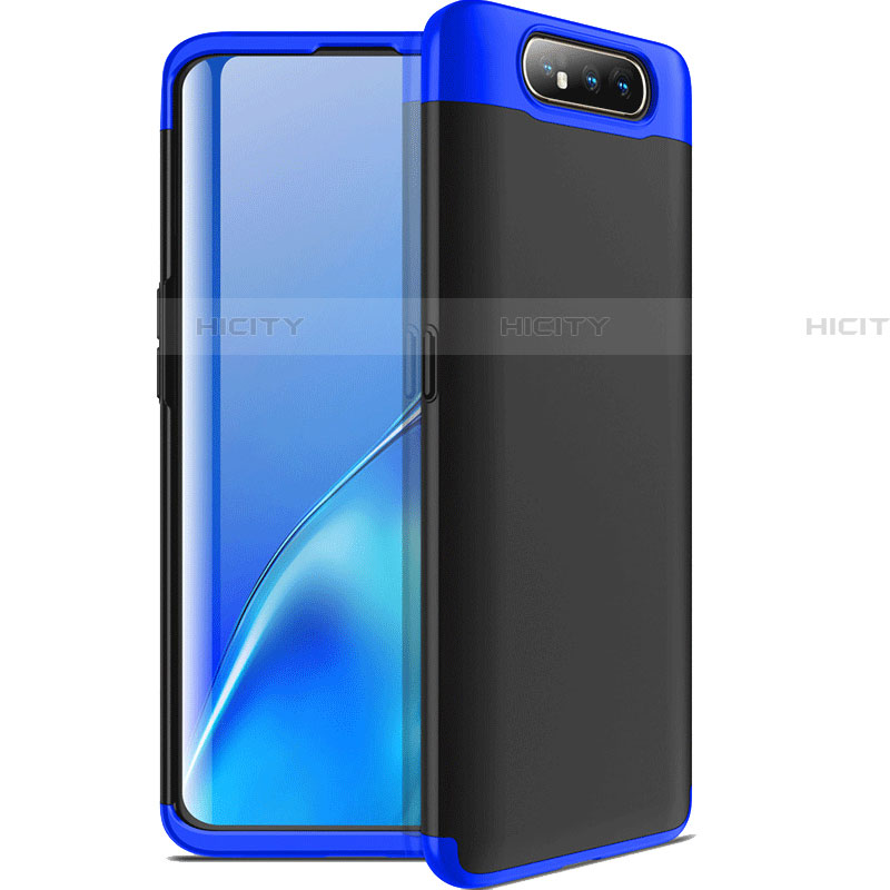 Handyhülle Hülle Kunststoff Schutzhülle Tasche Matt Vorder und Rückseite 360 Grad C01 für Samsung Galaxy A80 Blau und Schwarz