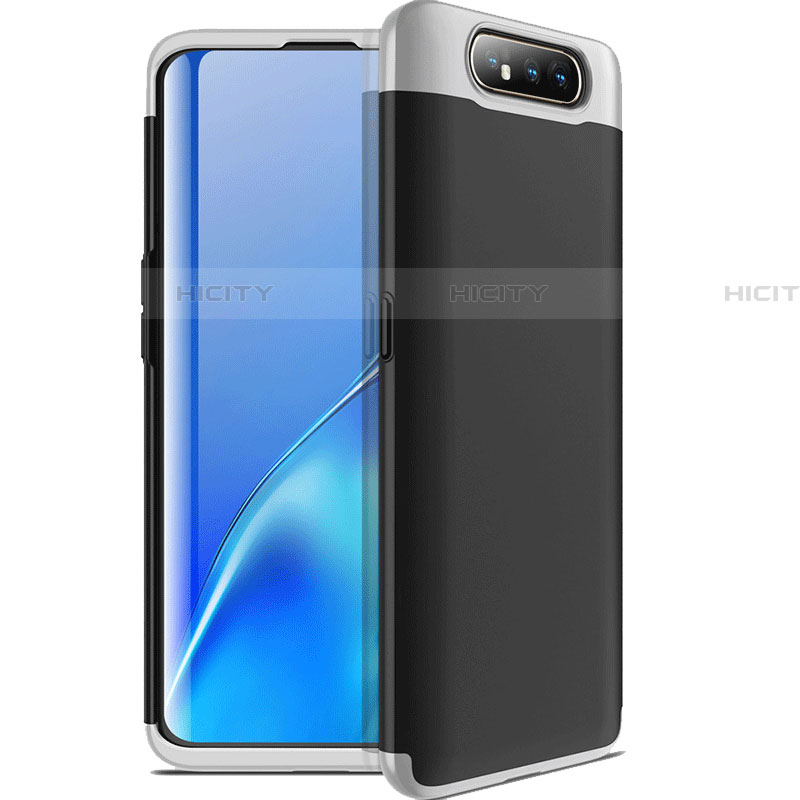 Handyhülle Hülle Kunststoff Schutzhülle Tasche Matt Vorder und Rückseite 360 Grad C01 für Samsung Galaxy A80 Silber und Schwarz