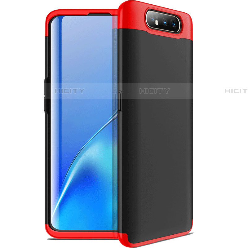 Handyhülle Hülle Kunststoff Schutzhülle Tasche Matt Vorder und Rückseite 360 Grad C01 für Samsung Galaxy A90 4G Rot und Schwarz Plus