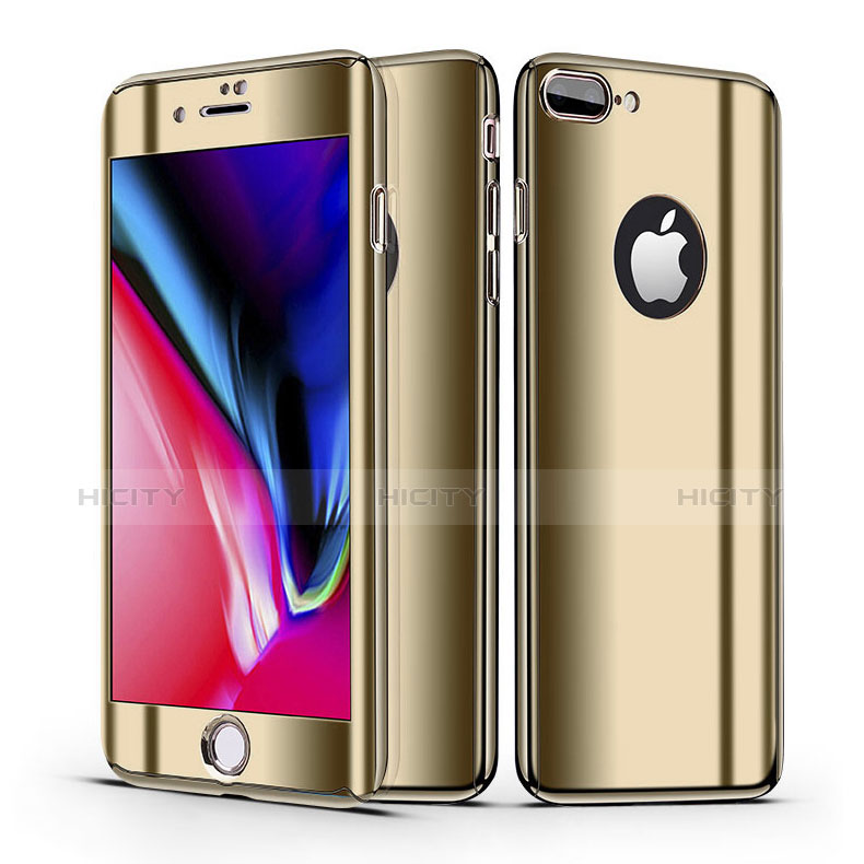 Handyhülle Hülle Kunststoff Schutzhülle Tasche Matt Vorder und Rückseite 360 Grad für Apple iPhone 8 Plus Gold