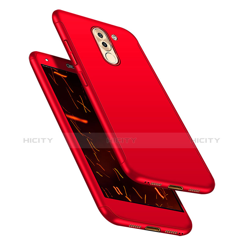 Handyhülle Hülle Kunststoff Schutzhülle Tasche Matt Vorder und Rückseite 360 Grad für Huawei Honor 6X Pro Rot Plus