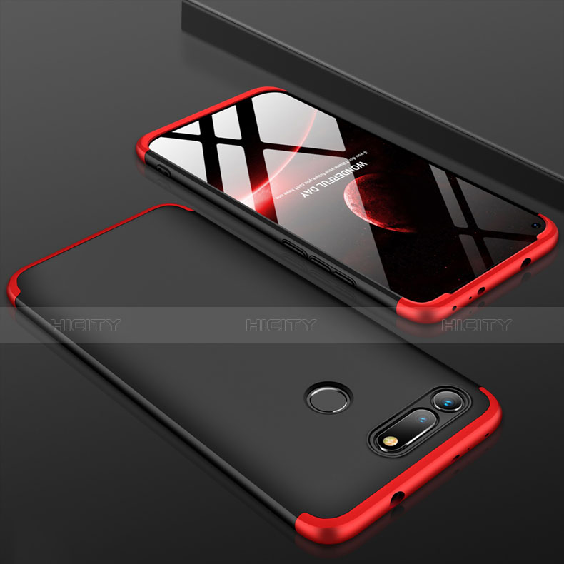 Handyhülle Hülle Kunststoff Schutzhülle Tasche Matt Vorder und Rückseite 360 Grad für Huawei Honor V20 Rot und Schwarz