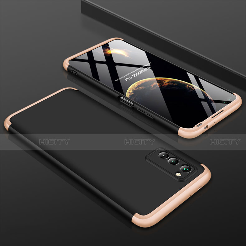 Handyhülle Hülle Kunststoff Schutzhülle Tasche Matt Vorder und Rückseite 360 Grad für Huawei Honor V30 Pro 5G Gold und Schwarz Plus