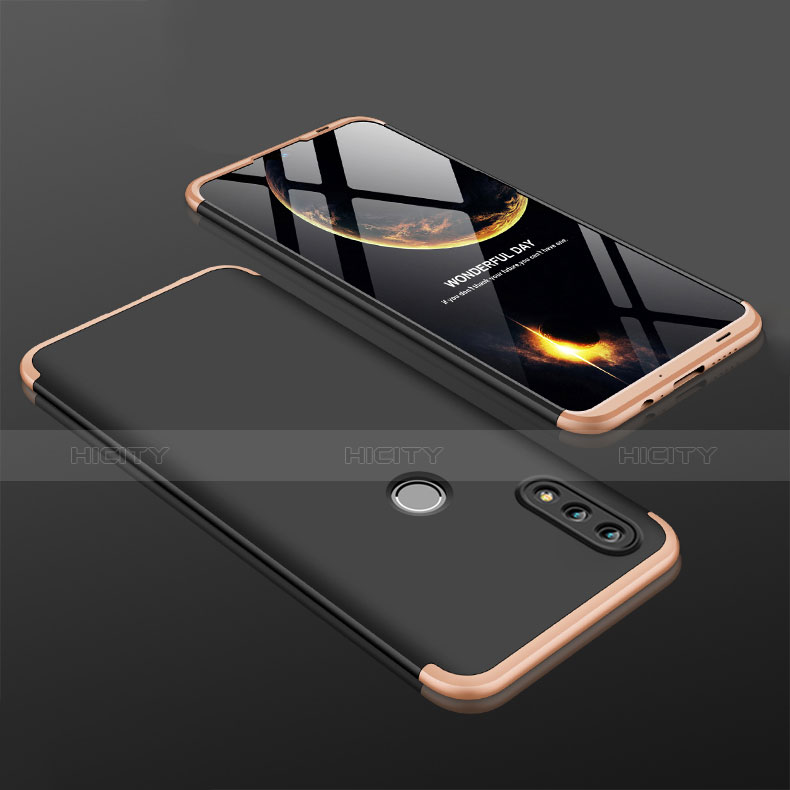 Handyhülle Hülle Kunststoff Schutzhülle Tasche Matt Vorder und Rückseite 360 Grad für Huawei P Smart (2019) Gold und Schwarz