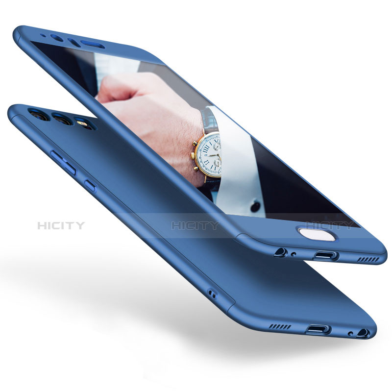 Handyhülle Hülle Kunststoff Schutzhülle Tasche Matt Vorder und Rückseite 360 Grad für Huawei P10 Plus Blau